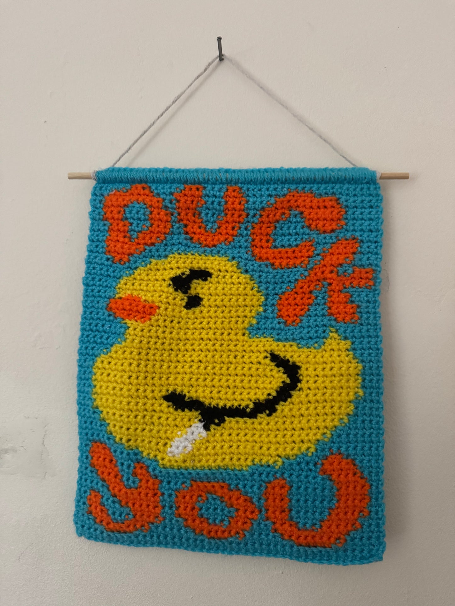 Crochet ‘duck you’ Wall Tapestry
