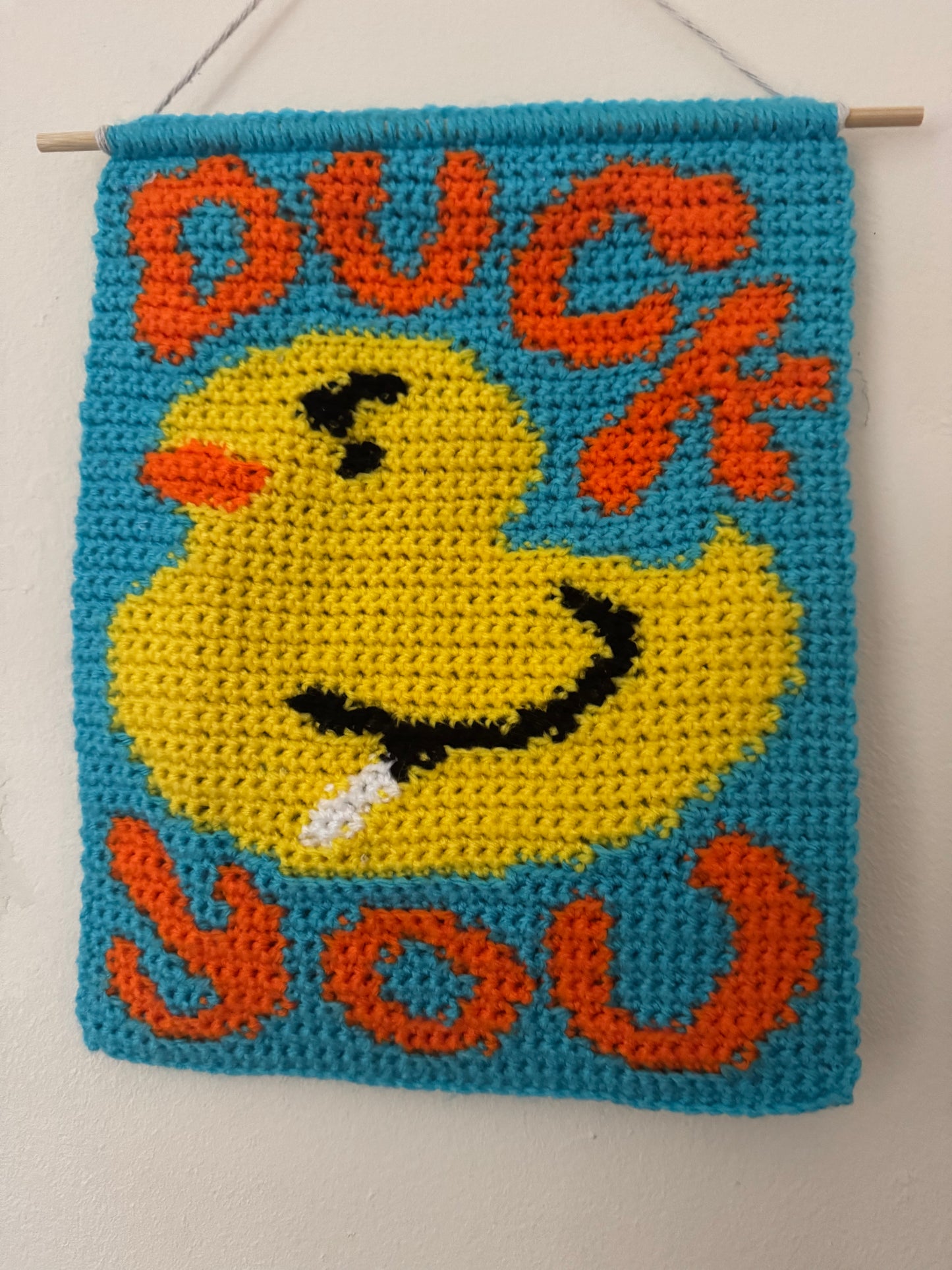 Crochet ‘duck you’ Wall Tapestry
