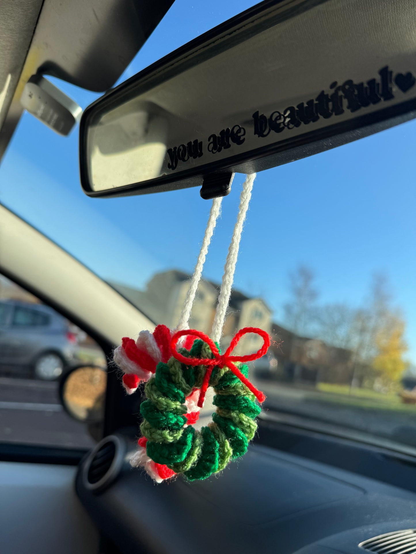 Candy Cane and Wreath Car Hanger