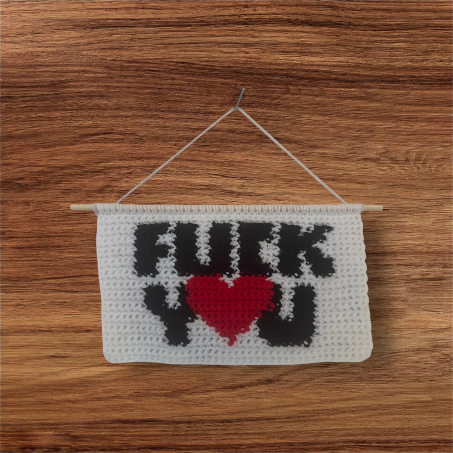 Crochet ‘F**k y❤️u’ Wall Tapestry